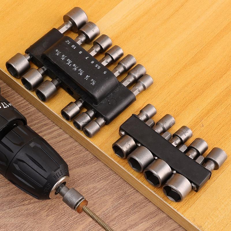 9/14Piece Hexagon Nut Driver Drill Bit Steel Socket Screwdriver Wrench Set Drill Bit Adapter Electric Impact Bolt Handle Tools