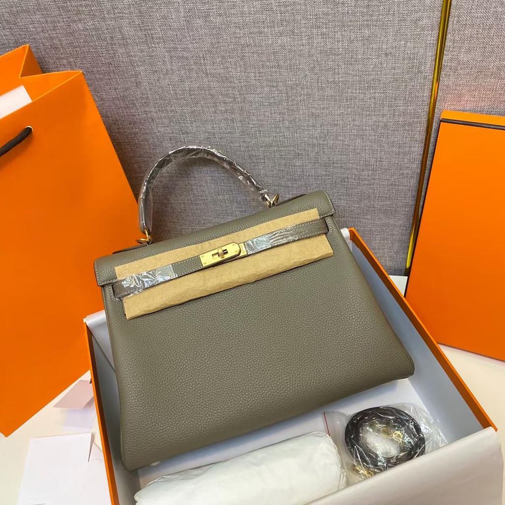 Haute couture leather KL bag 25/28cm lychee Togo top layer cowhide one-shoulder crossbody handbag for women