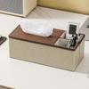 Cmaos Oak Grain Multifunction Desktop Organizer with Tissue Box