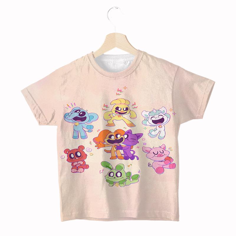 

Children Smiling Critter T Shirts Catnap Dogday Toddler Boys Girls Anime Short Sleeve Kids Game T-shirts Cartoon Streetwear Clothing 100 білий