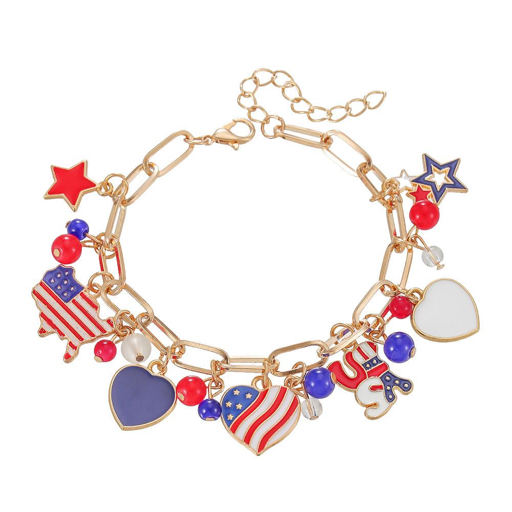 Usa Flag Beaded Bracelet Handmade Geometric Jewelry For Independence Day Celebrations