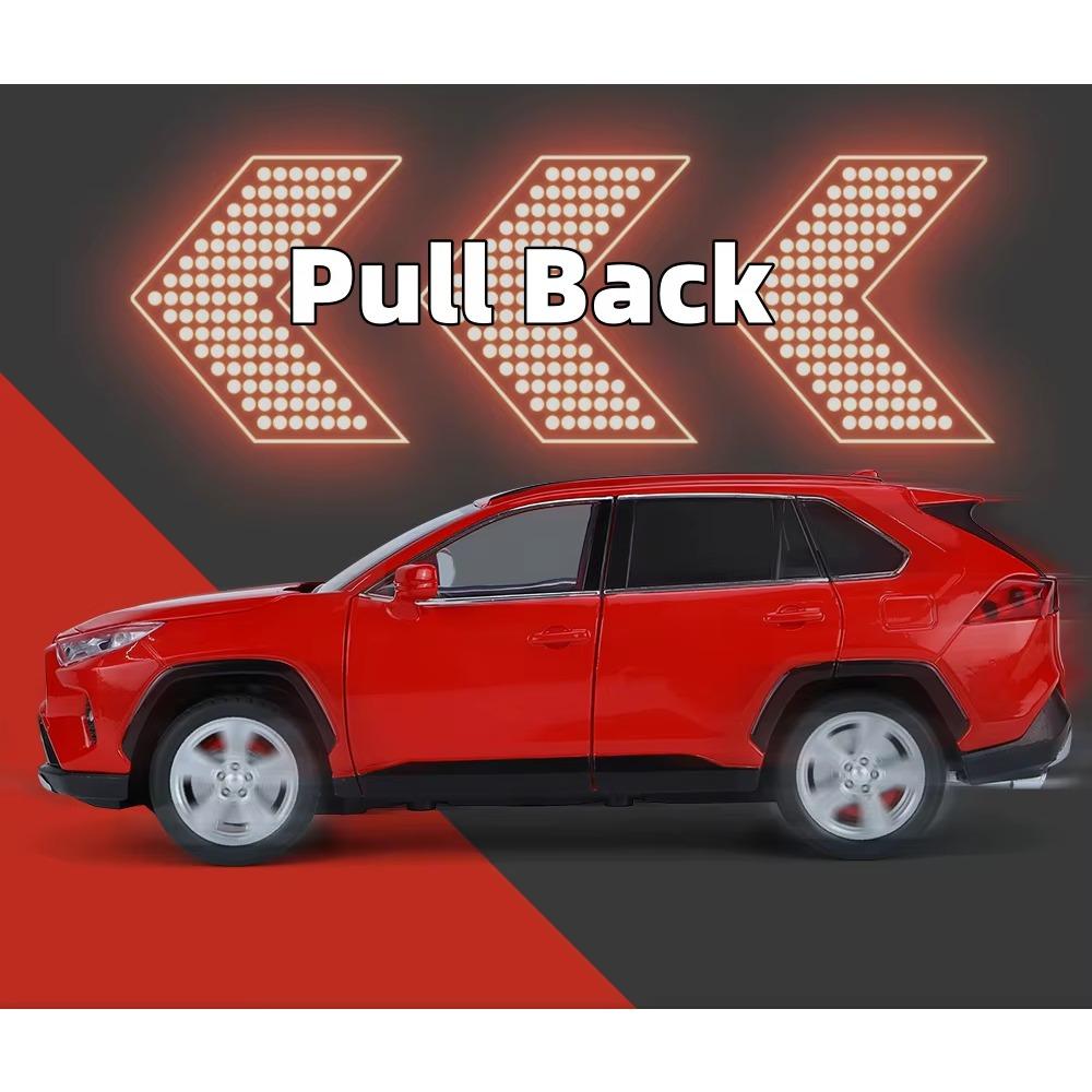 1/24 TOYOTA RAV4 SUV Sport Diecast Alloy Miniature Toy Car Model Remote Control Sound Light Pull Back Collection Gift for Boy