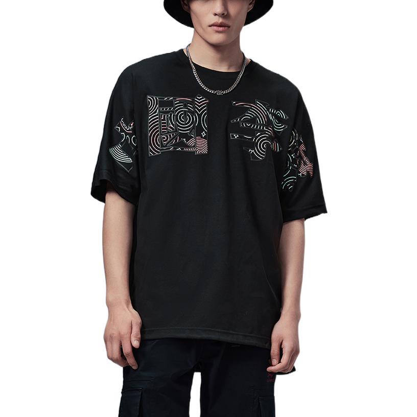 Li-Ning Large Logo Crew Neck Short Sleeve T-Shirt Unisex Tops Black AHSS100-1
