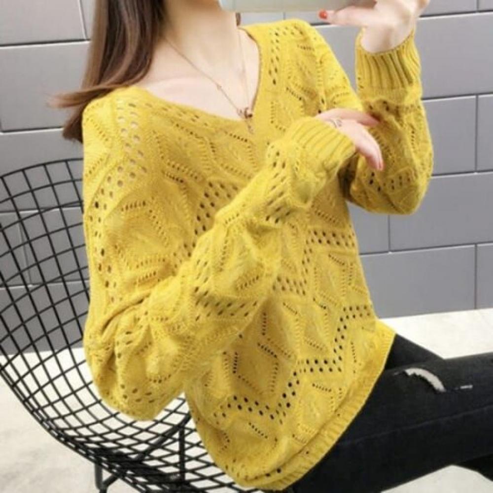 NaVaVa V Neck Thin Knit Long sleeVe Tee Nk1986
