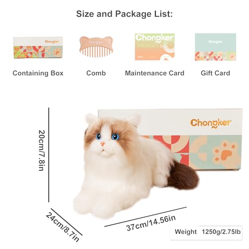 Chongker Realistic and Lifelike Cat Plush Toy, Handmade with a Soft Touch, Cute and Soothing Cat, a Great Gift for Cat Lovers, Moms, Children, and Sen