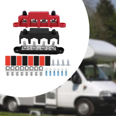 2Pcs Marine RV 250A Battery Ground Buss Bar with Cover Accessory Maximum 48V M8 Stud