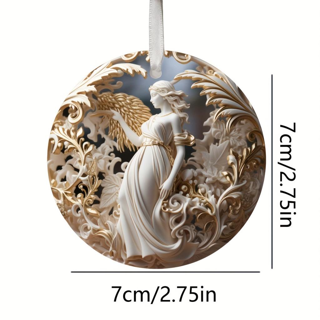 Acrylic Angel Hanging Decoration European Embossed Style Christmas Tree Hanging Car Interior Decoration Christmas Decoration
