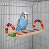 Bird Perch Stand Bite Resistant Parrot Swing Wooden Colorful Beads Bird Hanging Bird Cage Standing Play Gym