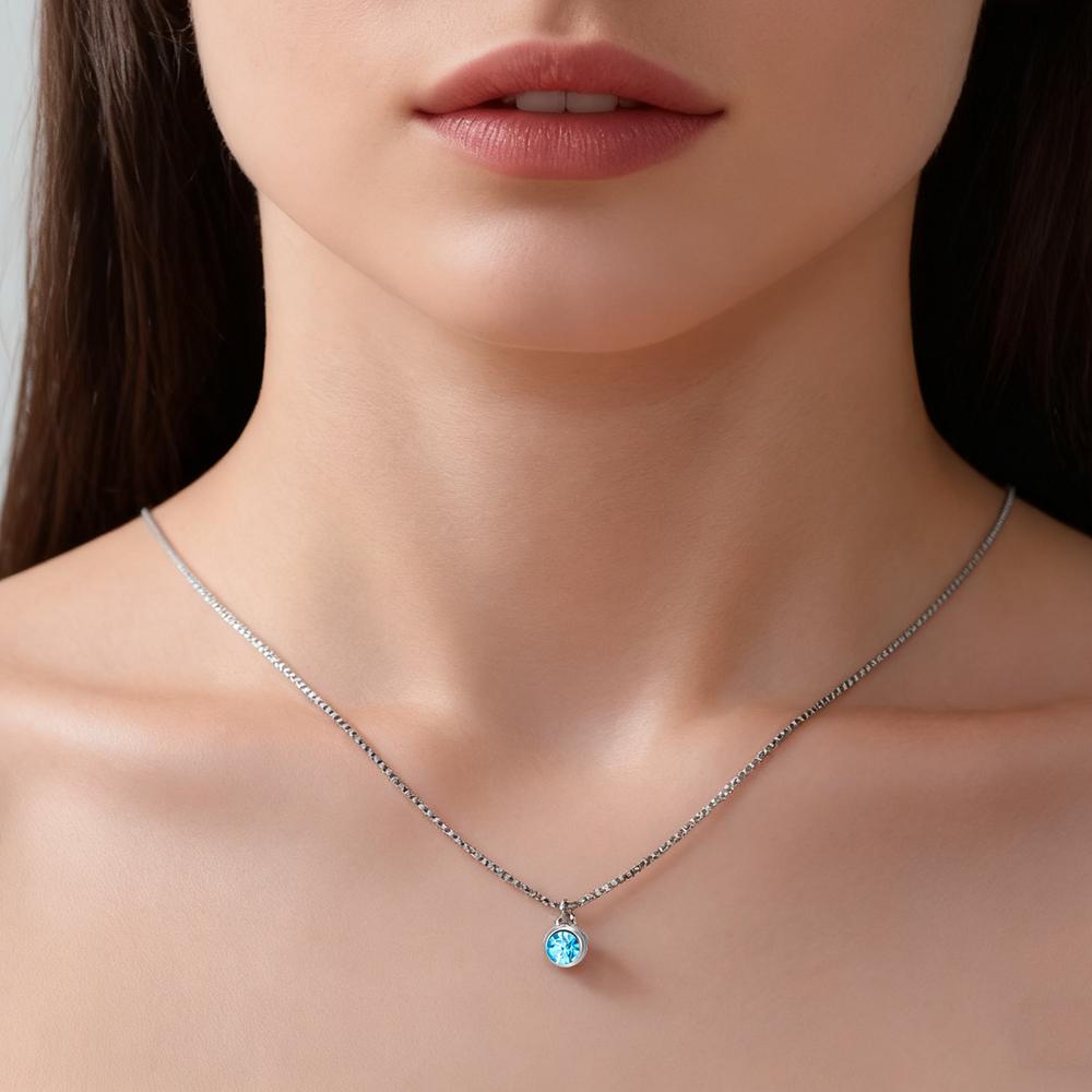 Clear Zircon 12 Month Birthstone Charm Necklace for Women Stainless Steel Thin Box Chain Necklace Jewelry Birthday Gift 2026