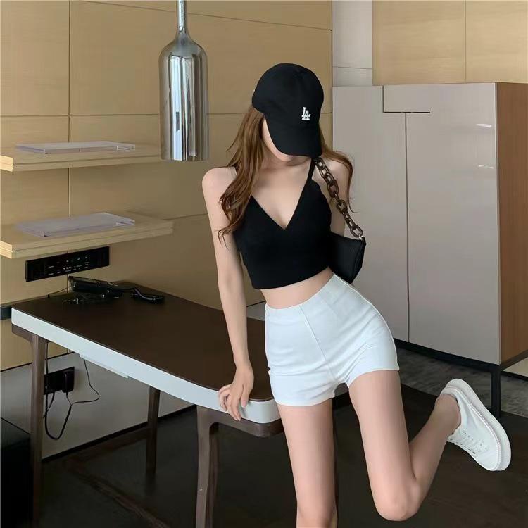 Women's Stretch Black High-Waist Shorts - Slim Fit, Versatile Summer Style