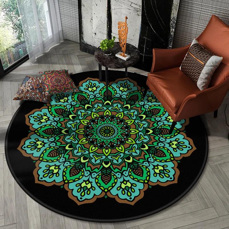 Home Decor Printing Living Room Bedroom Rug Kitchen Shower Door Floor Mat Ethnic Mandala Round