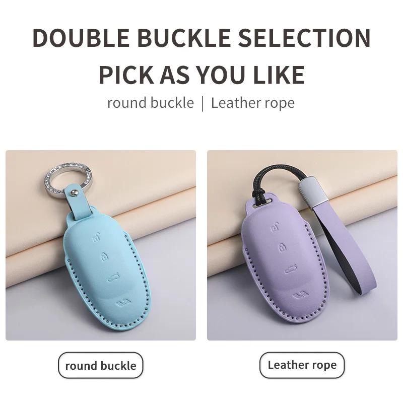 Pu Leather Car Key Case Cover For Lixiang L9 L8 L7 L6 Anti-Scratch Car Smart Remote Key Shell Protecter Decorative Accessories