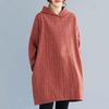 Long Sleeve Plus Size Cotton Hooded Vintage Stripe New In Dresses for Women Casual Loose Mini Spring Autumn Winter Dress