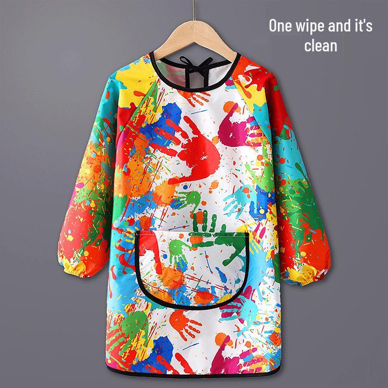 Children's Waterproof Art Smock and Bib for Painting and Eating, Kindergarten-Friendly