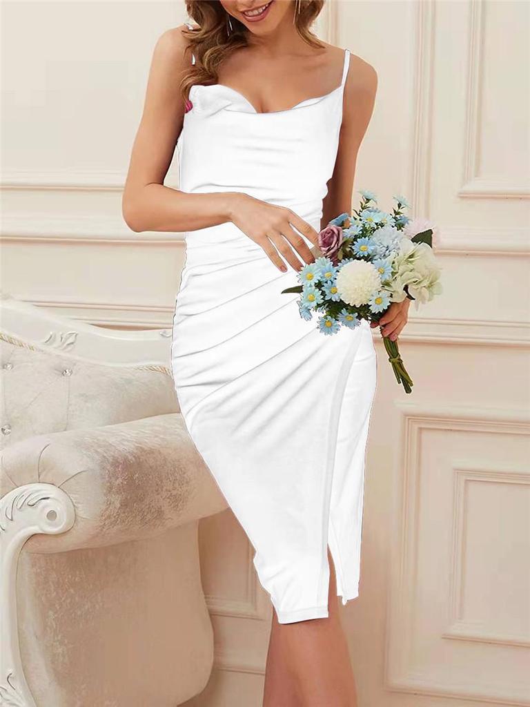 Spring/Summer 2022 European & American Women's Sexy Velvet Slit Pleated Slip Dress