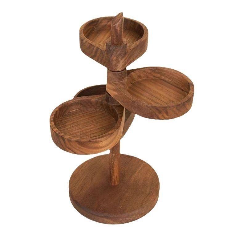 Modern Rotating Wooden Desktop Multifunctional Shelf Home room Table Jewelry Tray Ornaments Plant Storage Shelf Accessorie Decor
