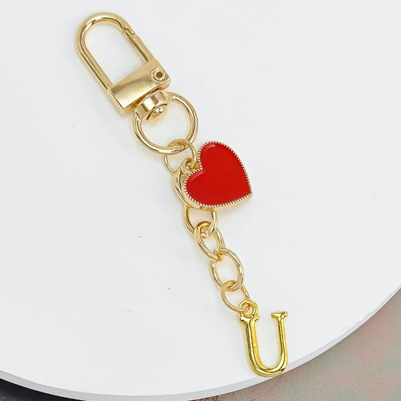 Metal Heart Letter Keychain Fashion A-Z Initial Keyring Charms Car Key Holders Bag Pendant Accessories Valentine'S Day Gift