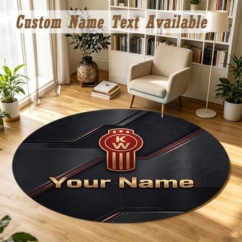 Round Rug Custom NameKenworth Pattern Non Slip Carpet Home Floor Decor