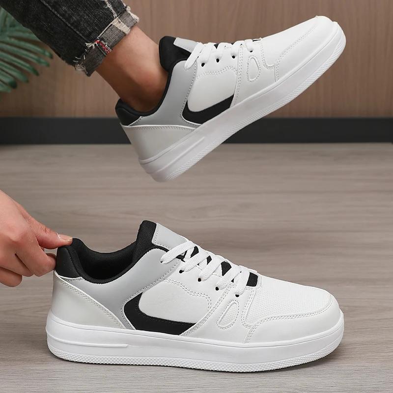 Men's Lace Up Board Shoes Minimalist Design Versatile Matching Comfortable Non Slip Breathable Outdoor WalkingLeisure Shoes