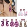 Set of 4 Easter Themed Earrings Rabbit and Eggs Pendant Earring Cute Women Jewelry New Year Gift Festive Ear Adorments