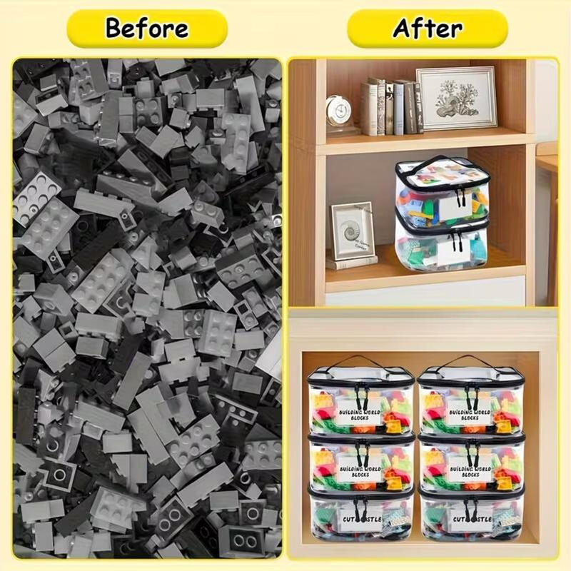 Building Blocks Storage Bucket with Mesh Toy Organizer Container for Kids Blocks Small Parts Organizer Home Storage Solution