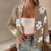 Flower Pattern Button Cardigan Coat Knit Sweater Women Autumn Winter Plush Warm Outerwear Korean Female Fashion Button Jacket