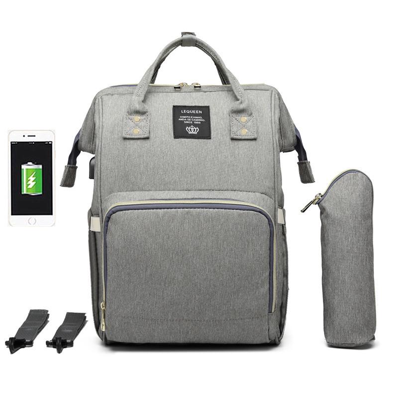 LEQUEEN Lightweight Multifunctional USB Charging Diaper Backpack for Moms