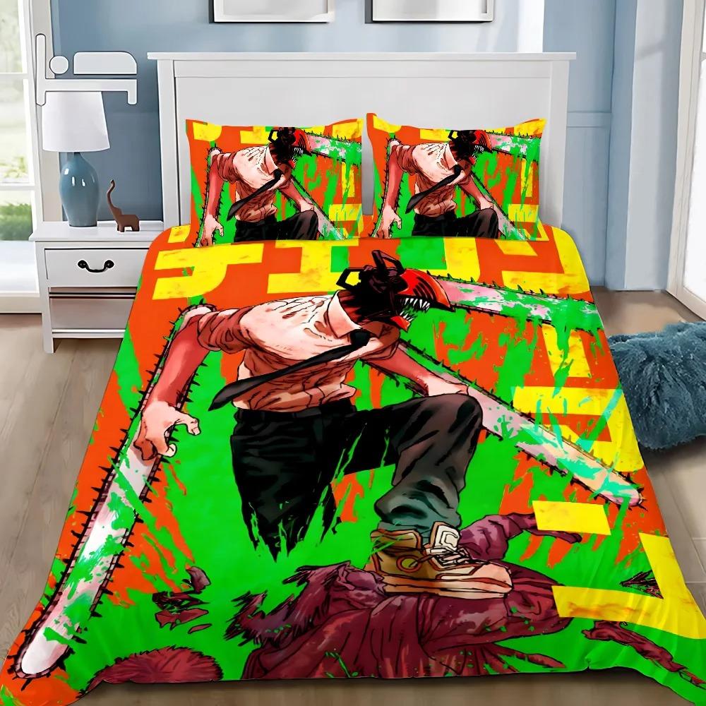 Exquisite 3D Chainsaw Man Wallpaper Anime Printing Bedding Set Duvet Cover Comforter Bed Adult Youth Girl Boy Gift
