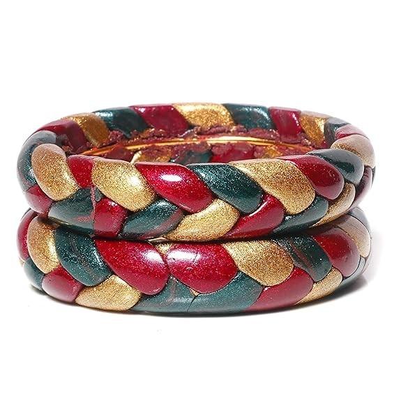 @ Handemade Rajasthani Traditional Lakh Bangles Set of 2 Size 2.4 UKS79 50%off