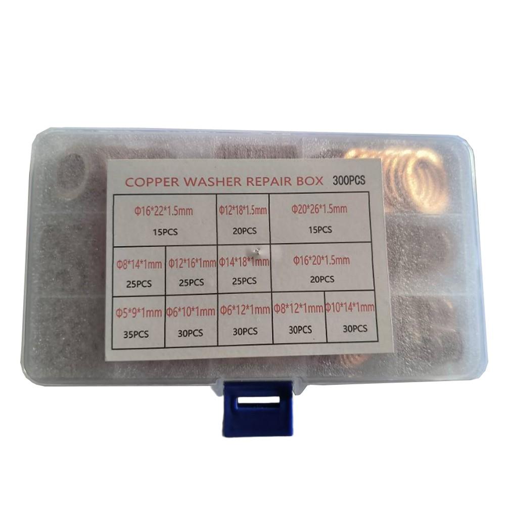 Podrobná specifikace velikostí Měděné podložky Sortiment Sada plochých těsnicích kroužků