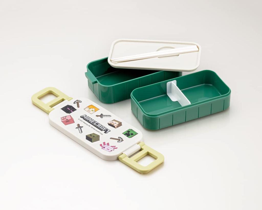Skater Bento Box Minecraft Explorer 600ml Antibacterial 2 Tier for Women Made in Japan YZW3AG-A