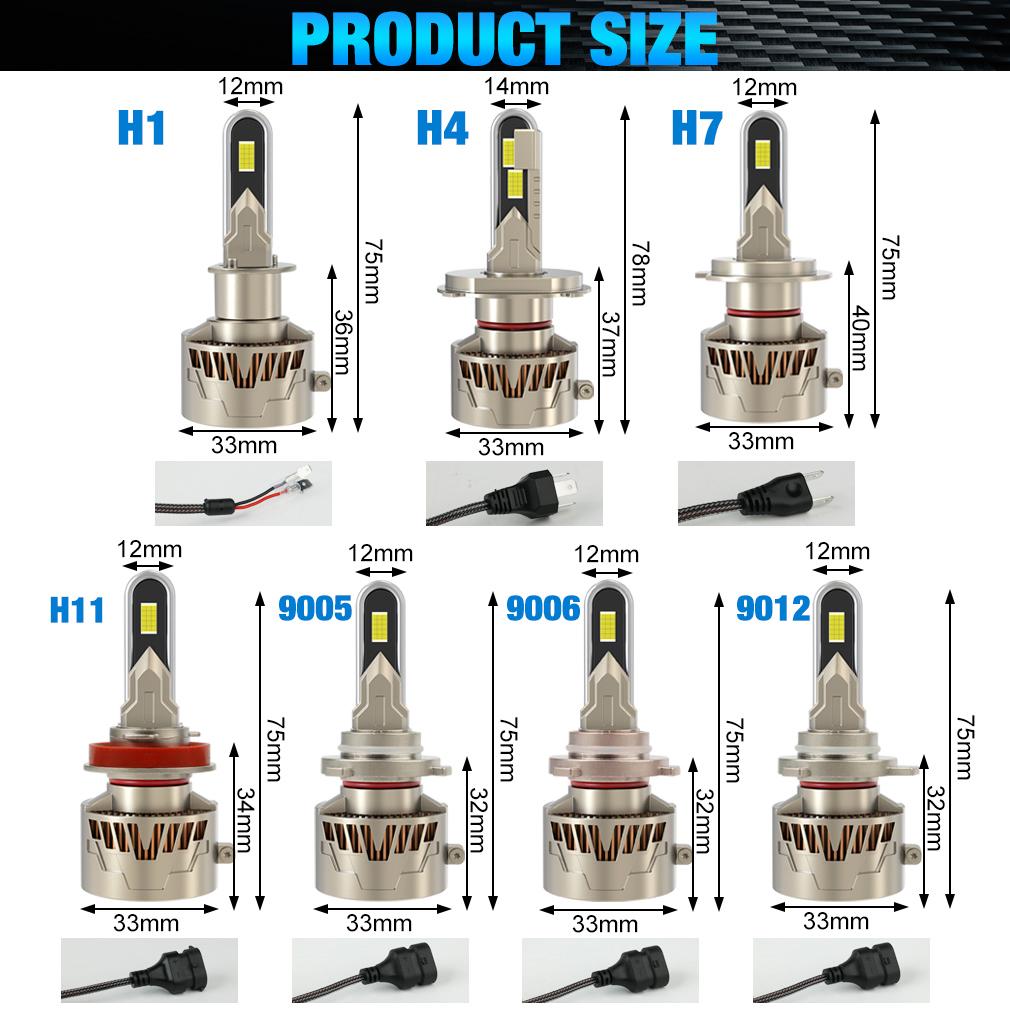2 buc H7 H4 LED Canbus Becuri Far Auto 140W 60000LM H1 H11 H8 HB3 9005 HB4 9006 9012 Hir2 Far LED Auto Lampă Turbo pentru VW Ford 6500K Alb