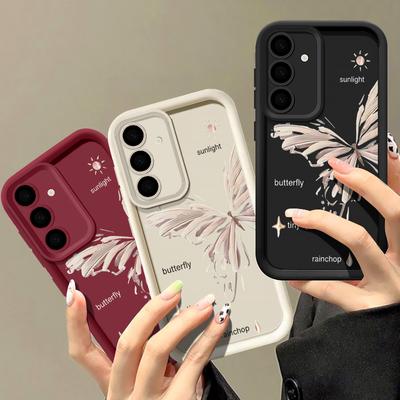 Dobs tauriņš Samsung S25 S24 S22 Ultra Plus S23 S21 S20 Fe A55 A54 A53 A52 A35 A34 A15 A14 5g Triecienizturīgs silikona mīksts, plāns vāciņš
