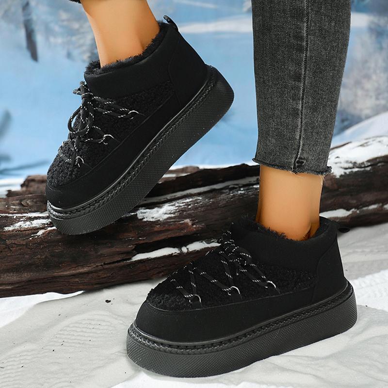 Fashion Fashion Lace Up Platform Snow Boots Women 2025 Thicken Plush Warm Winter Boots Woman Thick Sole Non Slip Cotton Padded Shoes