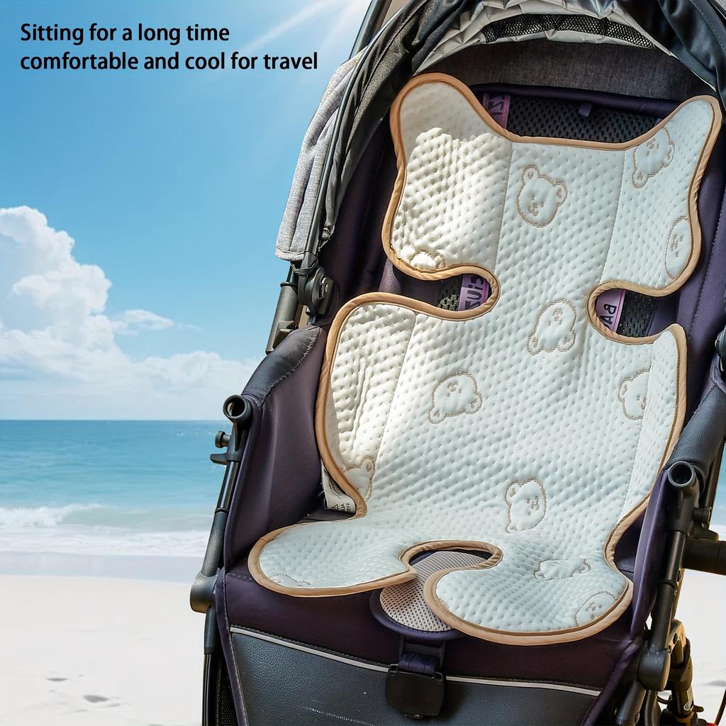 Ice Sliky Fiber Fabric Trolley Cushion Pad, Breathable Baby High Chair Mat for All Seasons, Machine Washable Summer Cooling Mat