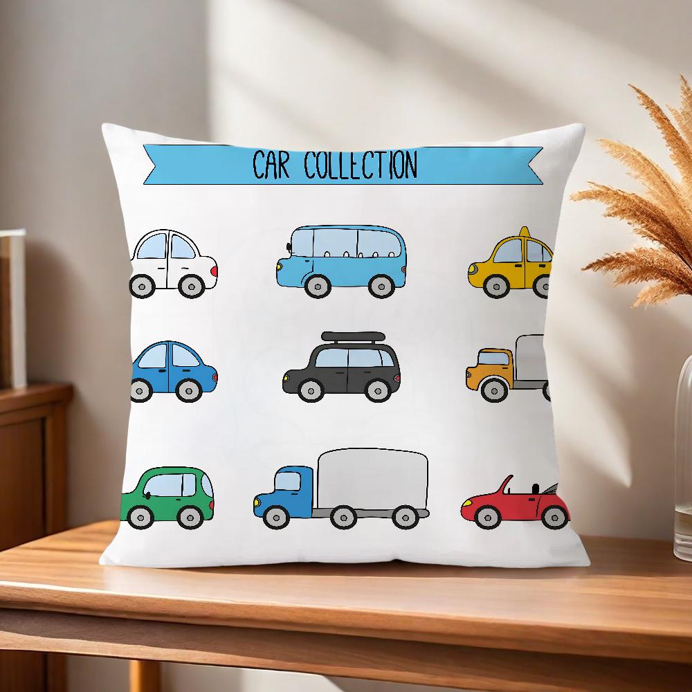 ART Transportation Cars Truck Boat Racing Soft Pillow Case for Sofa Living Room Home Office Decor Protective Covers Without