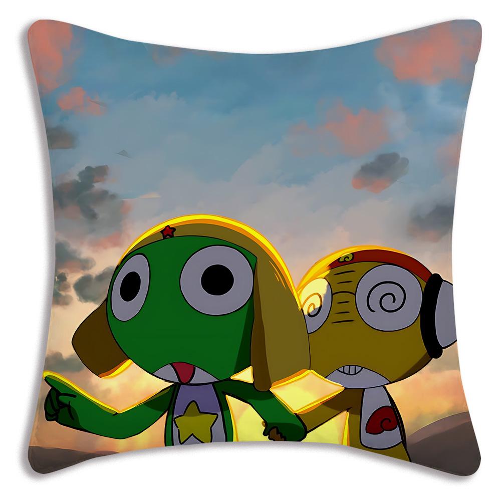 Hot Gunsous K-Keroro frog Pillow Covers Cartoon Sofa Decorative Home Double-sided Printing Short Plush Cute Cushion Cover