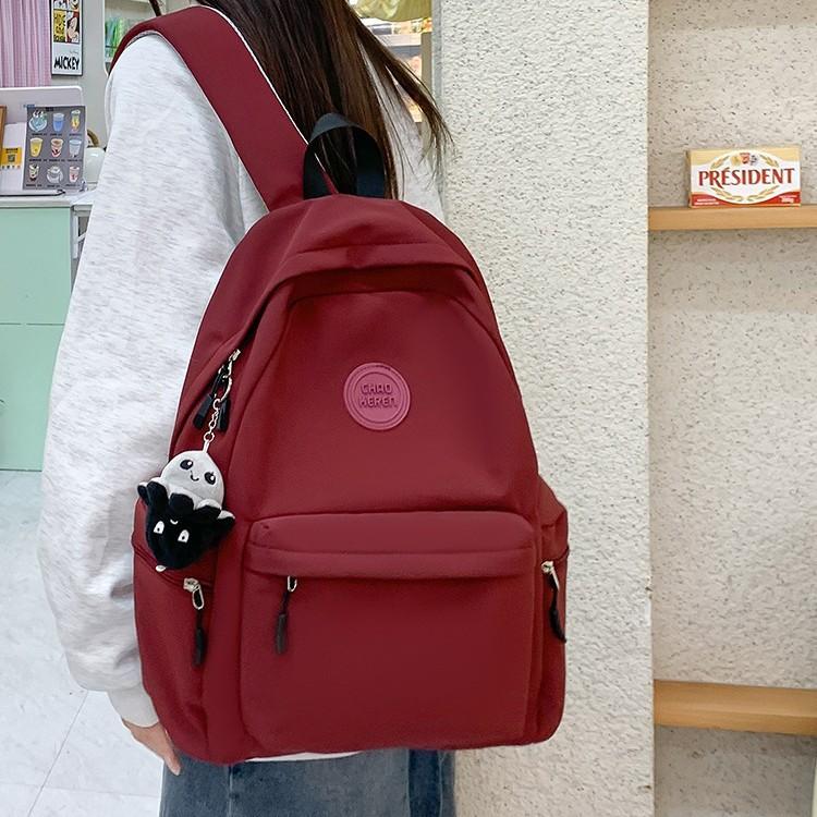 Solid Color Versatile Backpack for Travel Large Capacity Schoolbag for Junior and Senior High School Students Casual Backpack