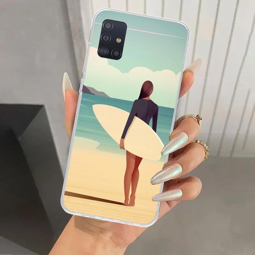 Surf Board Aesthetic Phone Case for Samsung Galaxy A52 A32 A22 A12 A02S A50S A30S A10S Note 20 Ultra 10 Plus S10 A31 A20 A71 A72