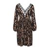 Autumn Winter Women Elegant V Neck Long Sleeve High Waist A Line Knee Length Casual Print Dress