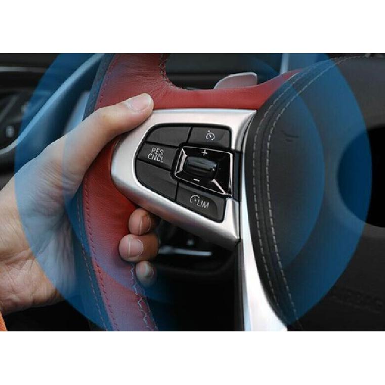 Cover Trim For BMW 5 Series Silver Titanium 2018-22 Steering Wheel Button Frame