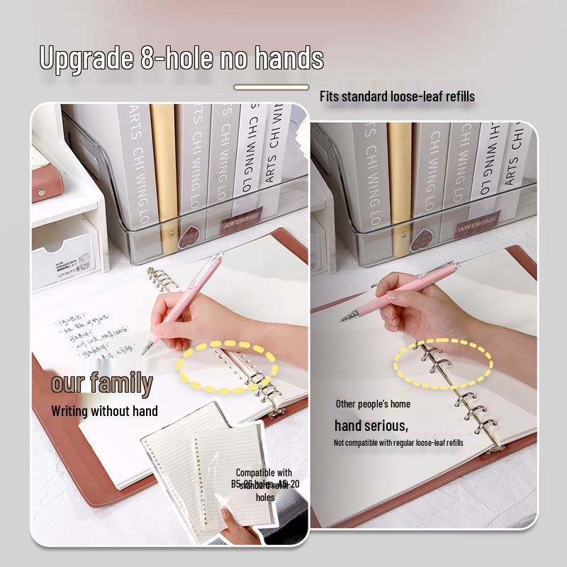 B5/A5 Loose-Leaf Leather Notebook with Removable Buckle - Perfect for Postgraduate Students