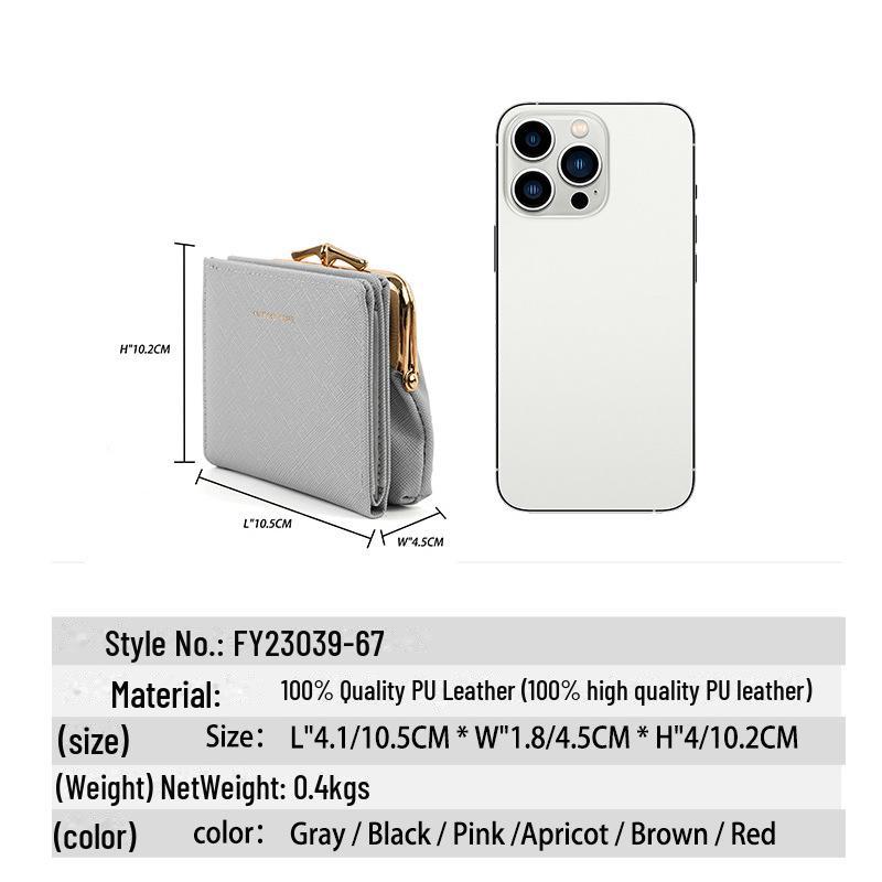 Women's Creative Iron Clip Wallet, High-End Mini Handheld Coin Bag with Light Gold Edges, Simple and Detachable Design