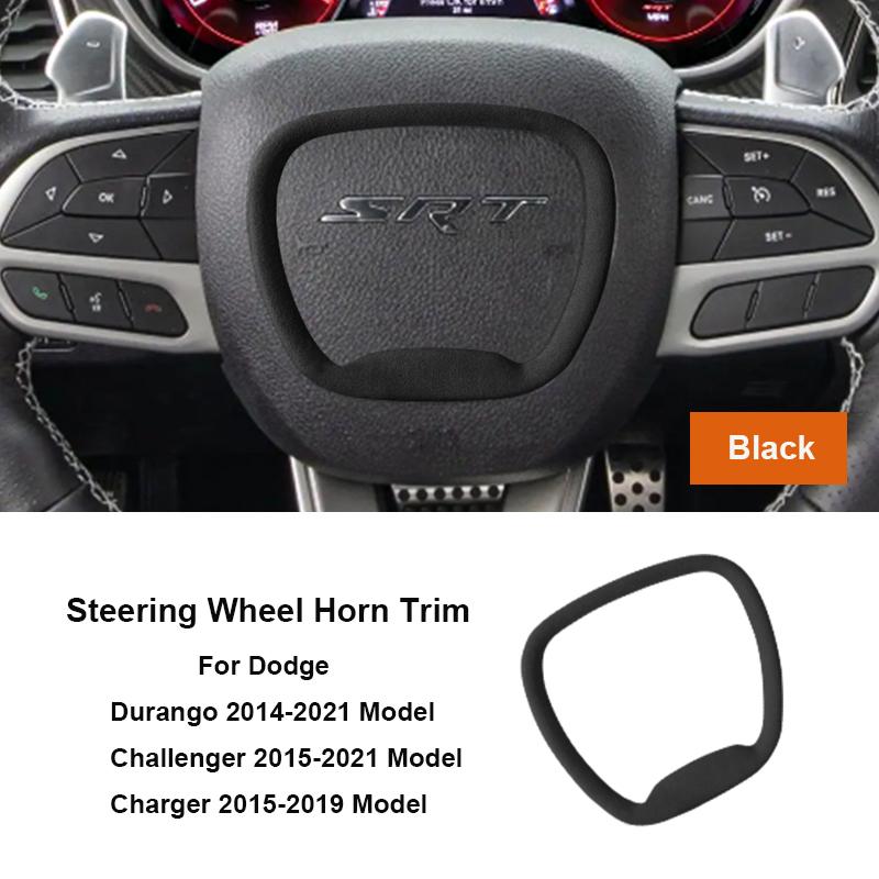 Suede Leather Steering Wheel Horn Trim for Dodge Durango SRT 2014-2021 , Charger SRT 2015-2019, Challenger SRT 2015-2021 чёрный