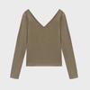 Fall 2023 Sexy Backless Long-Sleeve Women's U-Neck Solid Color Top