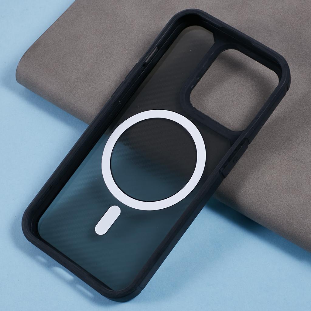 For iPhone 15 Pro Case Compatible with MagSafe Carbon Fiber TPU+PC Anti-Drop Phone Cover