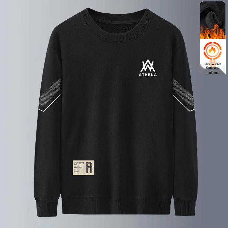 Men's Autumn/Winter Loose Long-Sleeve Sweatshirt - Trendy, Thick, Velvet Base Layer, Round Neck for Young Students