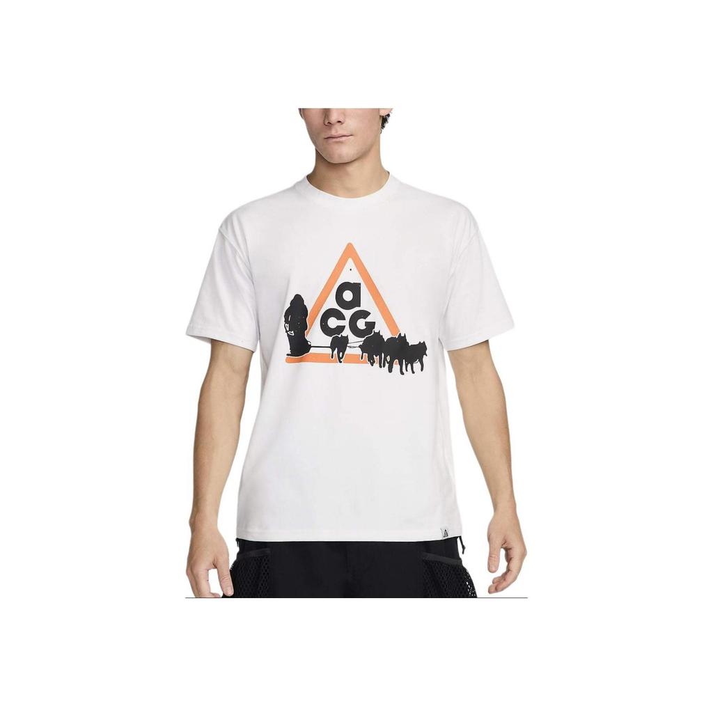 Nike Round Neck Printed Drop Shoulder Short Sleeve T-Shirt Men Tops Mountain-White FZ5278-121