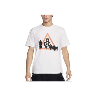 Round Neck Printed Drop Shoulder Short Sleeve T-Shirt Men Tops Mountain-White FZ5278-121