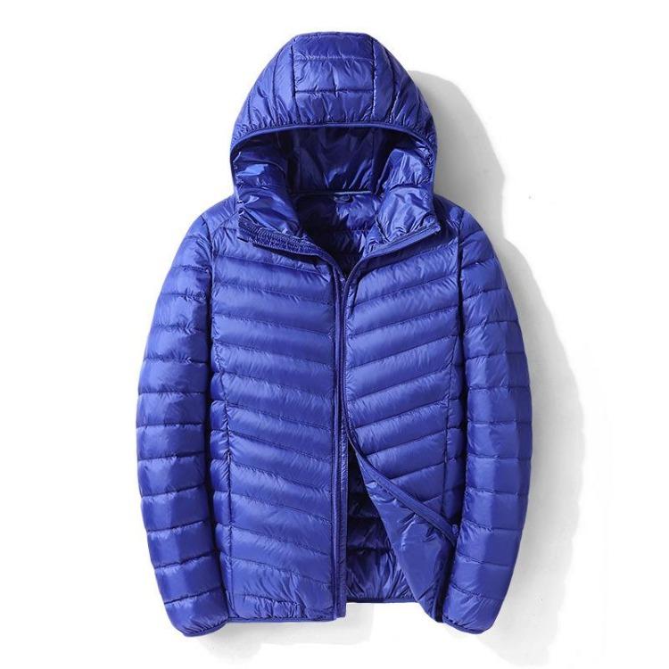 New Arrival Ultra Light Thin Men White Duck Down Jacket with Hood Casual Coat Winter Autumn Outerwear